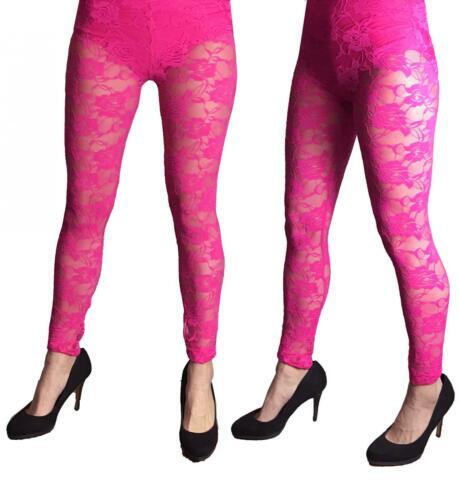 1980s lace leggings neon - lace,