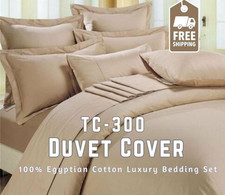 TC300 Duvet Quilt Cover 100% Egyptian Cotton Luxury Bedding Set with Pillowcases