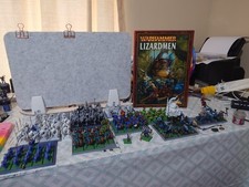 Warhammer Lizardman Army Part Painted With Army Book.