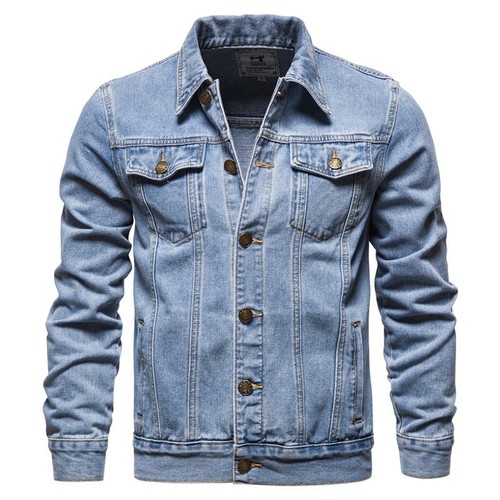 Men slim fit denim jacket - denim,