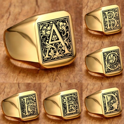 Gold signet ring signature - gold,