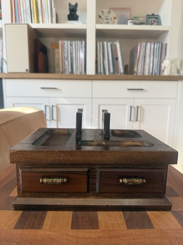 Vintage wooden desk organizer - vintage,
