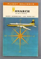 MONARCH AIRLINES BRISTOL BRITANNIA AIRLINE SAFETY CARD BOOKLET CABIN CREW PIC