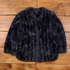Vintage Central Park Zoo Overcoat Jacket L Faux Fur Blue Womens