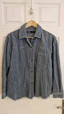 ZARA Blue Chunky Cord Boxy Shirt Jacket  Size Small VGC