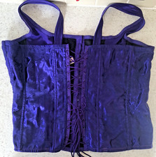 Vintage Empire Intimates Purple Satin Basque UkXXL Lace Up Boned Corset From USA
