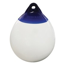 Ocean R0 Round Single Eyelet White/Blue Boat Yacht Fender Buoy (22 x 30cm)