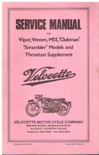 VELOCETTE VIPER VENOM MSS CLUBMAN SCRAMBLER THRUXTON FACTORY SERVICEMANUAL REPRO