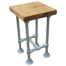 Bar Stool Chair Industrial Metal Steel Square Reclaimed Solid Timber Wood Style