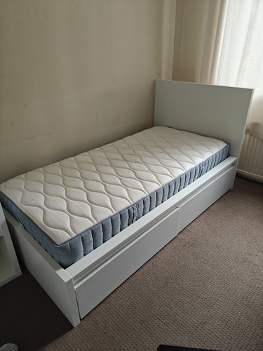Ikea white single storage - white, bed