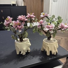 2 x Carved Jade Flowering