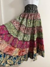 Gypsy Maxi Skirt Colourful Hippie Festival Indian Boho Vintage Black Long Floaty