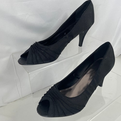 Platino black satin peep toe - platino,