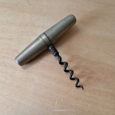 Vintage Nickel Plated Brass Pocket Travel Picnic Corkscrew - Portable Wine Opene