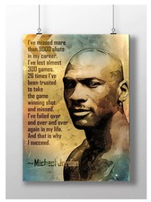 MICHAEL JORDAN POSTER BASKETBALL NBA LEGEND MOTIVATION QUOTE PRINT A3 A4 SIZE