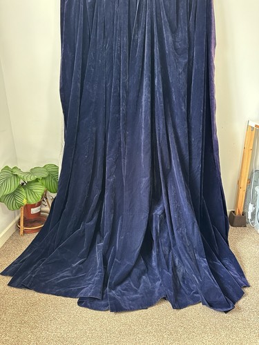 Pair navy blue velour - velour, curtains