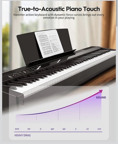 Digital piano key - key, size