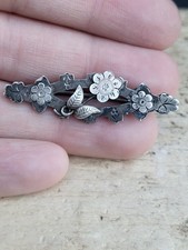 Antique Hallmarked Silver Flower Brooch. H&W 1901 B'ham. Victorian  / Edwardian