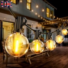 50-200 FT Festoon String Lights Outdoor Mains Powered Garden Globe LED G40 Bulbs