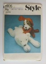 Uncut Vintage Floppy Dog Polar Bear Soft Toy Nightdress Case Sewing Pattern 