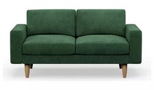 Velvet Sofa Two Seater Hutch Block Arm Sage Green