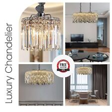 Modern Lights Luxury Chandelier Waterfall Crystal LED in Antique Ceiling Lamps