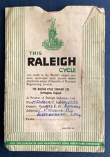 Raleigh Cycle vintage guarantee, care for your cycle booklet snd receipt 1960