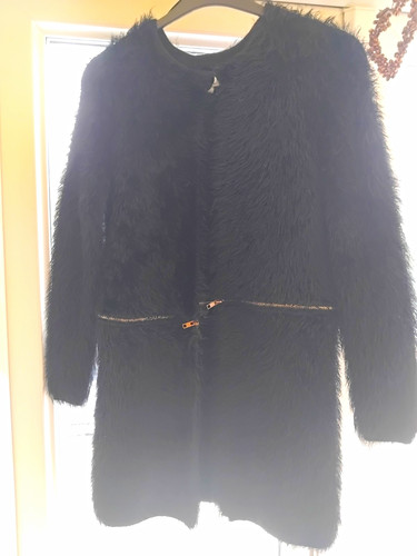 Women black faux - faux, fur