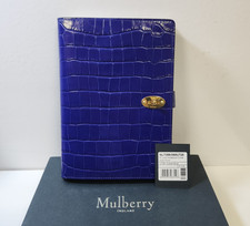 (NEW) Mulberry Postman's Lock Notebook Cover|Cobalt Blue Croc Embossed| RRP £330