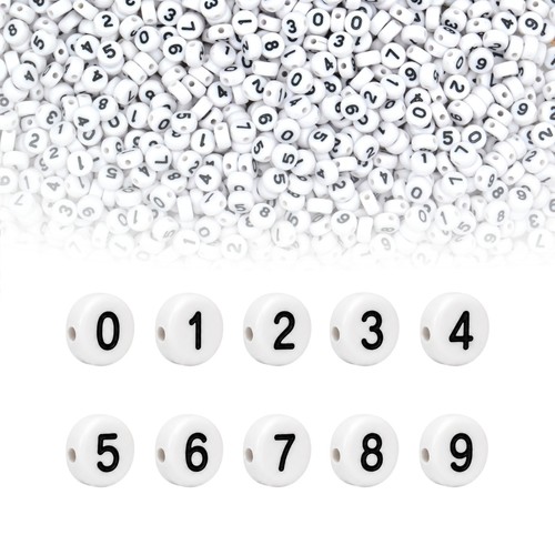 Acrylic number beads mixed - beads,