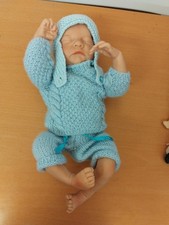 Baby Boy Doll Ananomically Correct 16" Hand Knitted Outfit
