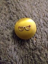 Vintage Japan Small Brass Horn Rimmed Eye Glasses Pill Box