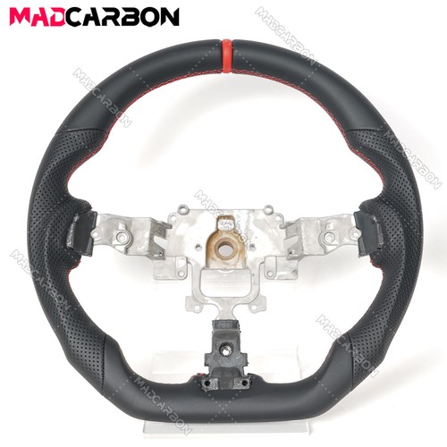 Black leather steering wheel - black,
