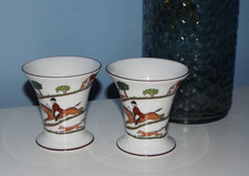 2 x Coalport / Wedgwood Hunting Scene Fine Bone China Trumpet Vase 3.5" (9cm)