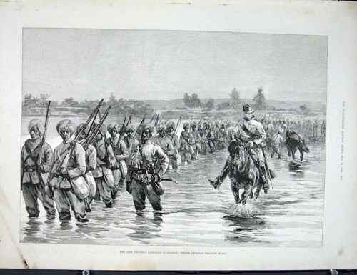 Original old antique print - old,