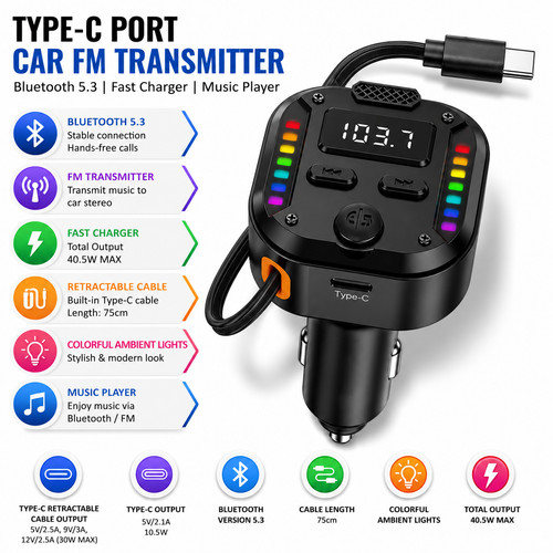 Transmitter type port - fm, type-c