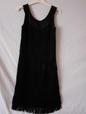 Ladies Black Flapper Fully Fringed 1920's Style Occasion Dress. Size 8. Jakes.