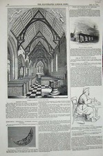 Original Old Antique Print 1846 Seacroft Church Leeds Ord Bridge Lancaster Moon