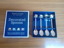 whittards of Chelsea 4 novelty stainless steel teacup teaspoons in original box