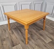 Vintage Oak Coffee Lamp Table - Square Wood Turned Fluted Splayed Legs Gustavian