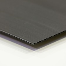 Black Plastic Fluted 3.8mm Correx Board. A5-A1 For outdoor display and signage