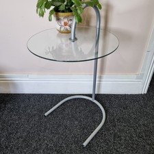 Vintage IKEA RY 1990s Side Table  Glass Top Chromed Metal Frame