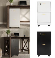 2 Drawer Rolling Storage Cabinet With Lock Wood Paper Filing Cabinet Home Office