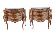 Pair French Bombe Commodes Napoleon II Chest Drawers