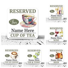 Personalised Drinks Coaster Reserved For Drink Birthday Christmas Friends Gift