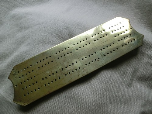 Antique solid brass cribbage - antique,