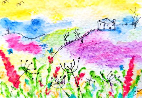Aceo original watercolour - aceo,