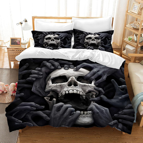 Skull bedding duvet cover set - bedding,