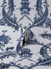 BARGAIN Job Lot Of 3 Rolls Vymura FD Milano NAVY Floral Damask  Wallpaper M95627