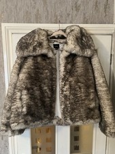 Boohoo Size 14 Premium Vintage Look Faux Fur Jacket Coat